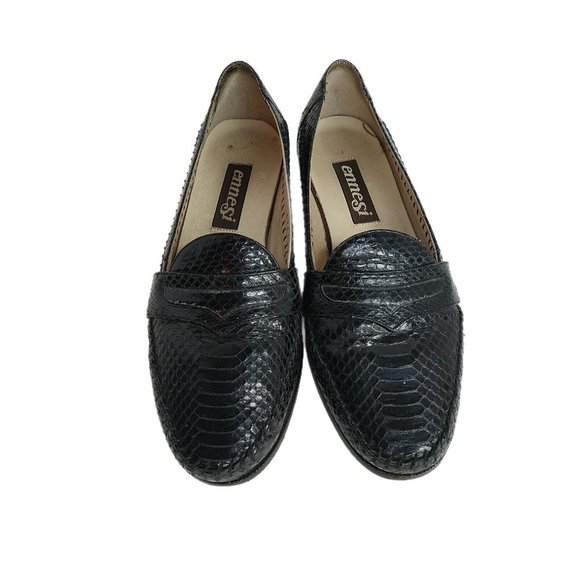 Ennesi Black Reptile Snakeskin Mens Slip On Loafers Size 9 Snakeskin main image 9